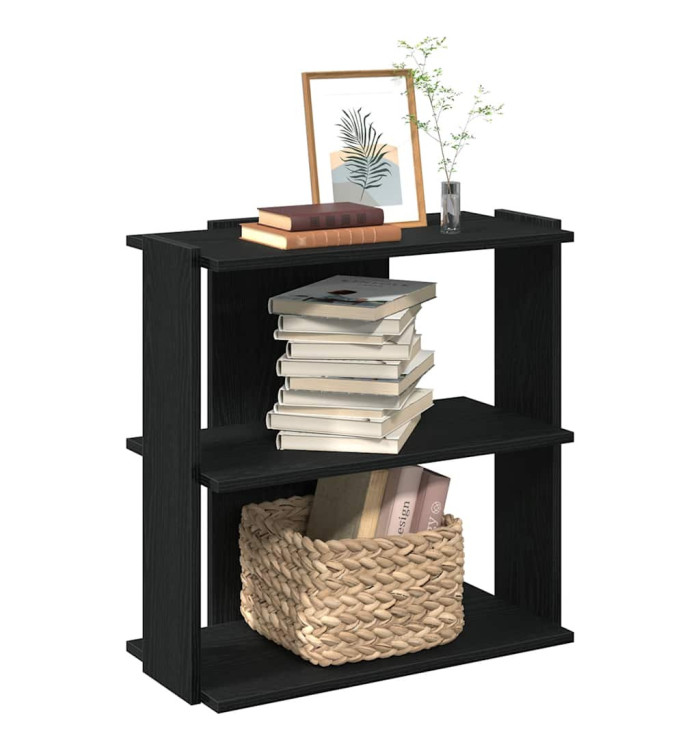 Bibliothèque à 3 niveaux noir 60x30x60 cm bois d'ingénierie | Mobilier & Déco