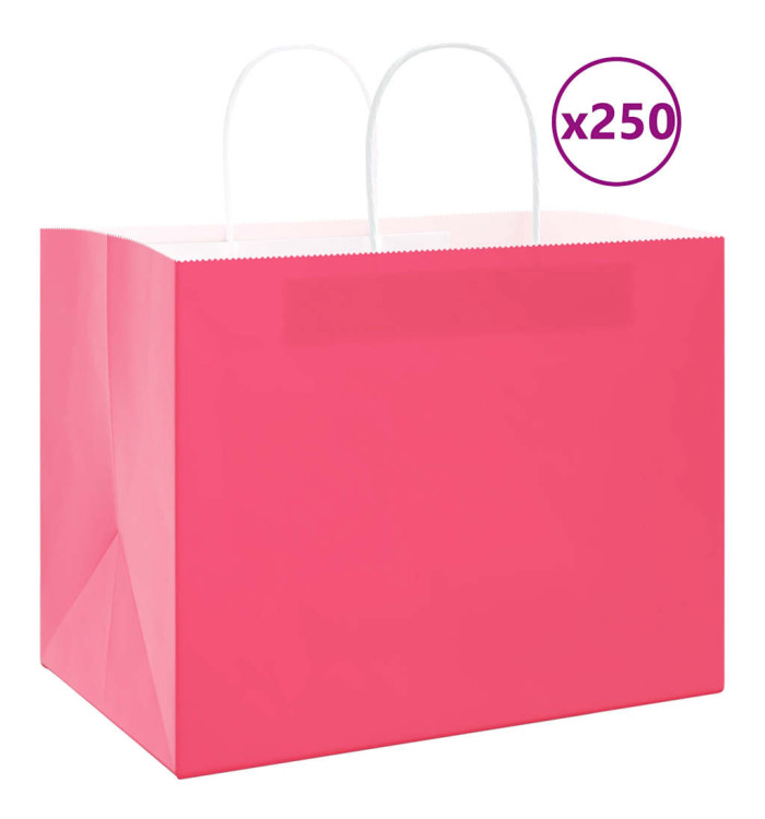 Sacs en papier 250 pcs avec poignées rose 32x22x24 cm | Mobilier & Déco