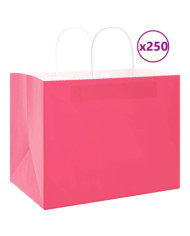 Sacs en papier 250 pcs avec poignées rose 32x22x24 cm | Mobilier & Déco