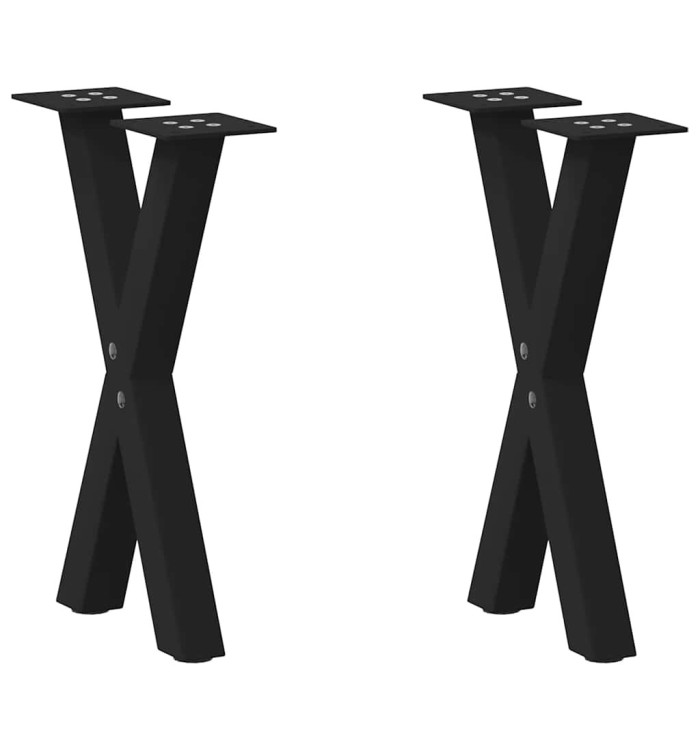Pieds de table basse en forme de X, 2 pièces, noir, 28 x (42-43) cm, acier | Mobilier & Déco