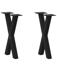 Pieds de table basse en forme de X, 2 pièces, noir, 28 x (42-43) cm, acier | Mobilier & Déco