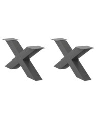 Pieds de table basse en forme de X, 2 pièces, anthracite, 70 x (30-31) cm, acier | Mobilier & Déco