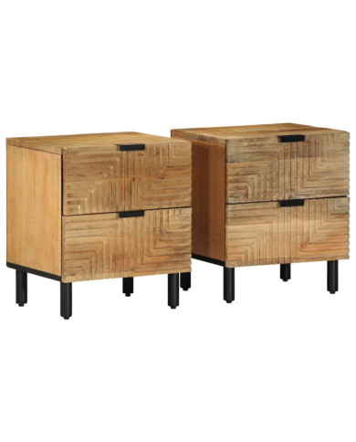 Tables de chevet 2 pcs 40x33x46 cm bois de manguier solide | Mobilier & Déco