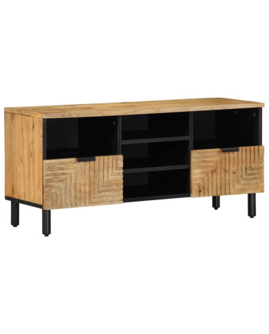 Meuble TV marron 100x33x46 cm bois massif de manguier | Mobilier & Déco