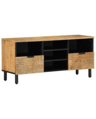 Meuble TV marron 100x33x46 cm bois massif de manguier | Mobilier & Déco