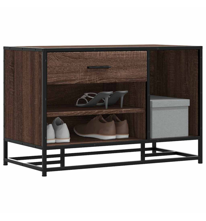 Banc à chaussures chêne marron bois d'ingénierie et métal | Mobilier & Déco