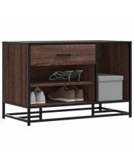 Banc à chaussures chêne marron bois d'ingénierie et métal | Mobilier & Déco