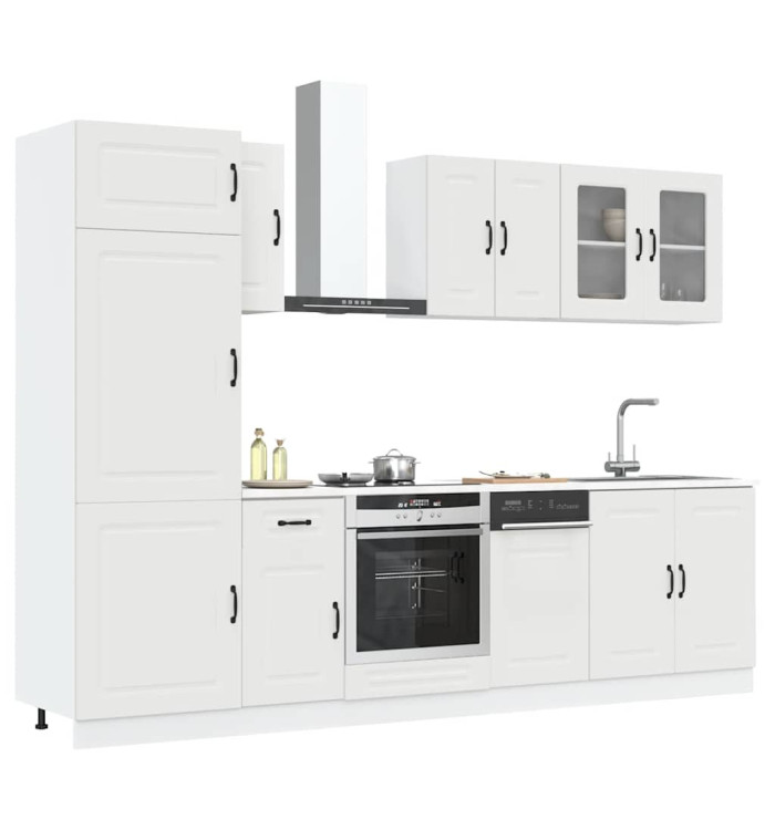 Ensemble d'armoires cuisine 8pcs Kalmar blanc bois d'ingénierie | Mobilier & Déco