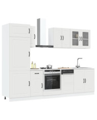 Ensemble d'armoires cuisine 8pcs Kalmar blanc bois d'ingénierie | Mobilier & Déco