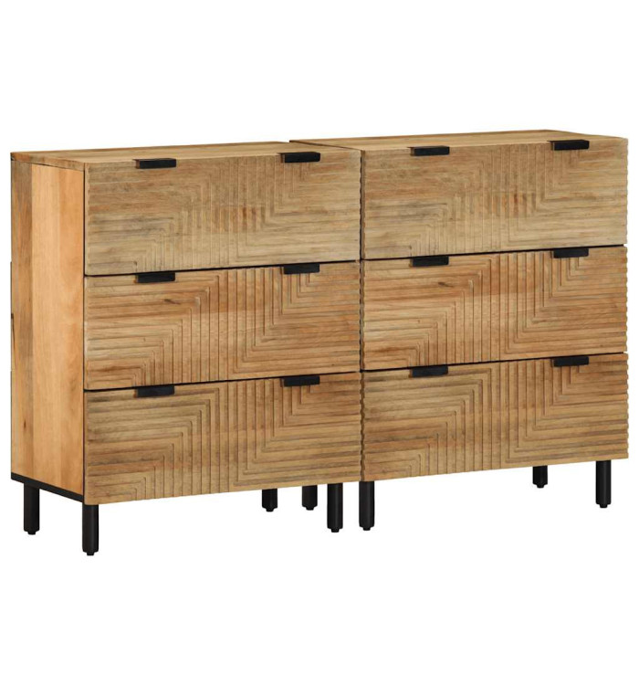 Buffets 2 pcs marron 60x33x75 cm bois massif de manguier | Mobilier & Déco