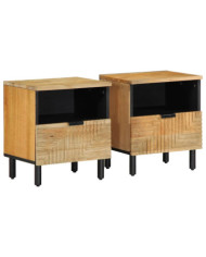 Tables de chevet 2 pcs 40x33x46 cm bois de manguier solide | Mobilier & Déco