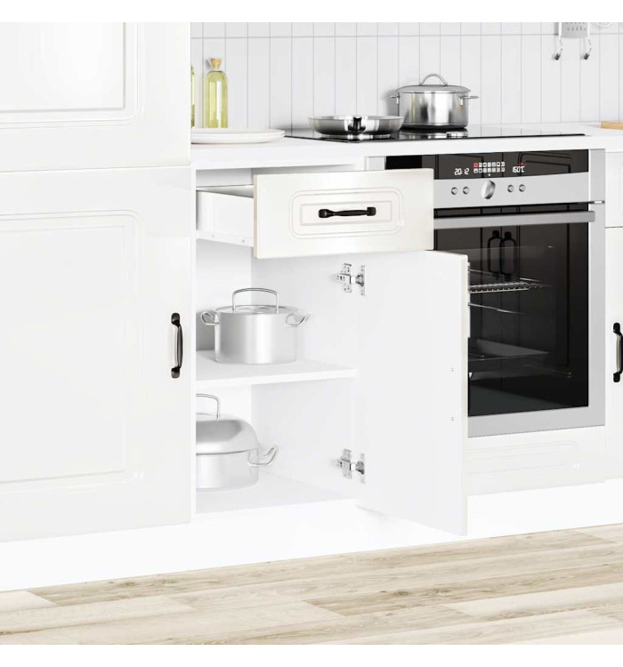 Armoire de cuisine Kalmar blanc brillant bois ingénierie | Mobilier & Déco