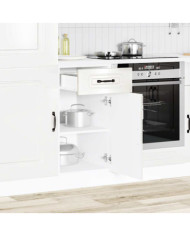 Armoire de cuisine Kalmar blanc brillant bois ingénierie | Mobilier & Déco