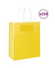 Sacs en papier Bags pcs avec poignées jaune 18x8x22 cm | Mobilier & Déco