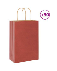 Sacs en papier 50 pcs avec poignées rouge 21x11x31 cm | Mobilier & Déco