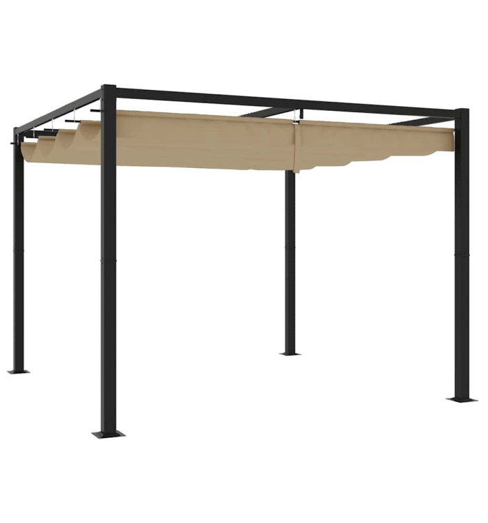 Tonnelle de jardin avec toit rétractable taupe 3x3 m acier | Mobilier & Déco