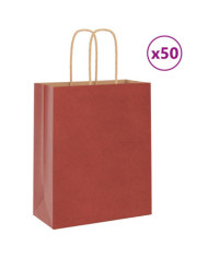 Sacs en papier 50 pcs avec poignées rouge 18x8x22 cm | Mobilier & Déco