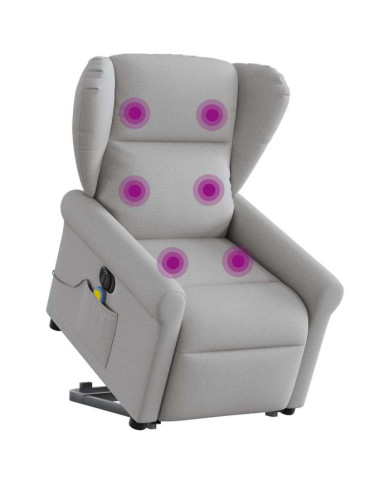 Fauteuil inclinable de massage électrique gris nuage tissu | Mobilier & Déco
