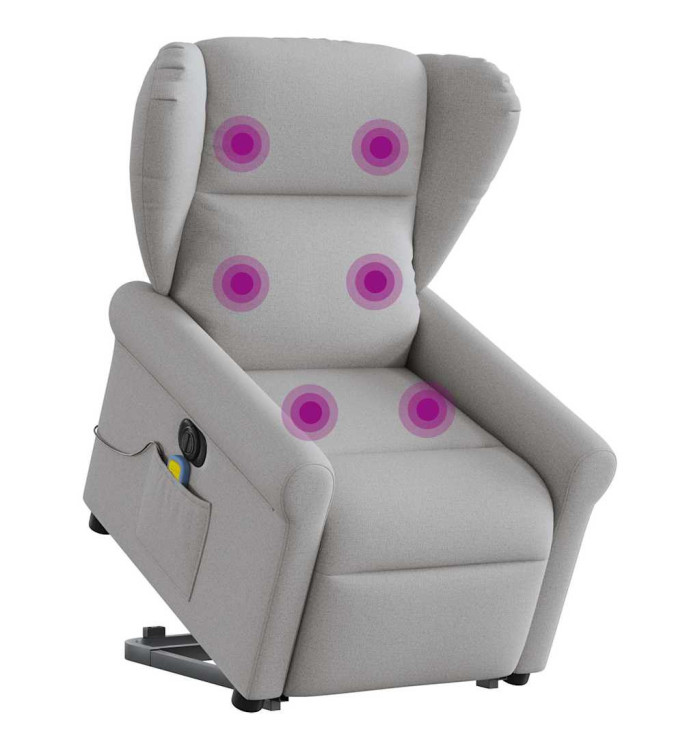 Fauteuil inclinable de massage électrique gris nuage tissu | Mobilier & Déco