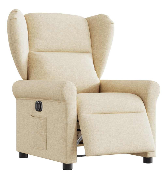 Fauteuil inclinable électrique Crème Tissu | Mobilier & Déco