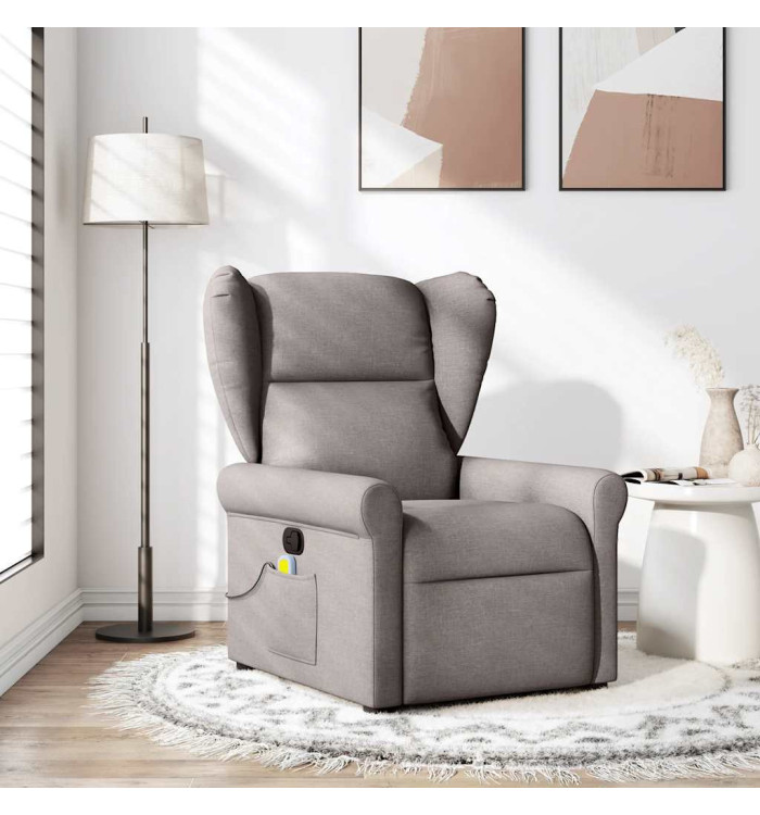 Fauteuil de massage inclinable Taupe Tissu | Mobilier & Déco