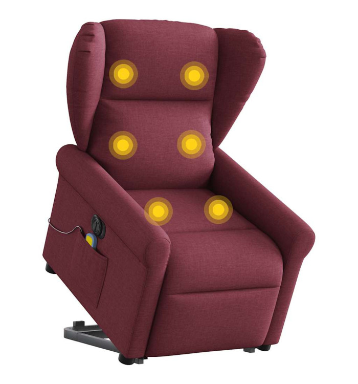 Fauteuil inclinable de massage électrique Rouge bordeaux Tissu | Mobilier & Déco