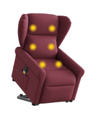 Fauteuil inclinable de massage électrique Rouge bordeaux Tissu | Mobilier & Déco
