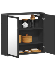 Armoire à miroir de salle de bain noir bois d’ingénierie | Mobilier & Déco