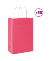 Sacs en papier 50 pcs avec poignées rose 21x11x31 cm | Mobilier & Déco