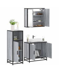 Ensemble de meubles de salle de bain 3 pcs Sonoma gris | Mobilier & Déco