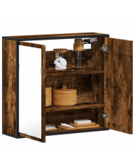 Armoire à miroir de salle de bain chêne fumé bois d’ingénierie | Mobilier & Déco
