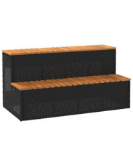 Marche bain à remous noir 100x50x50,5cm polyrotin acacia massif | Mobilier & Déco