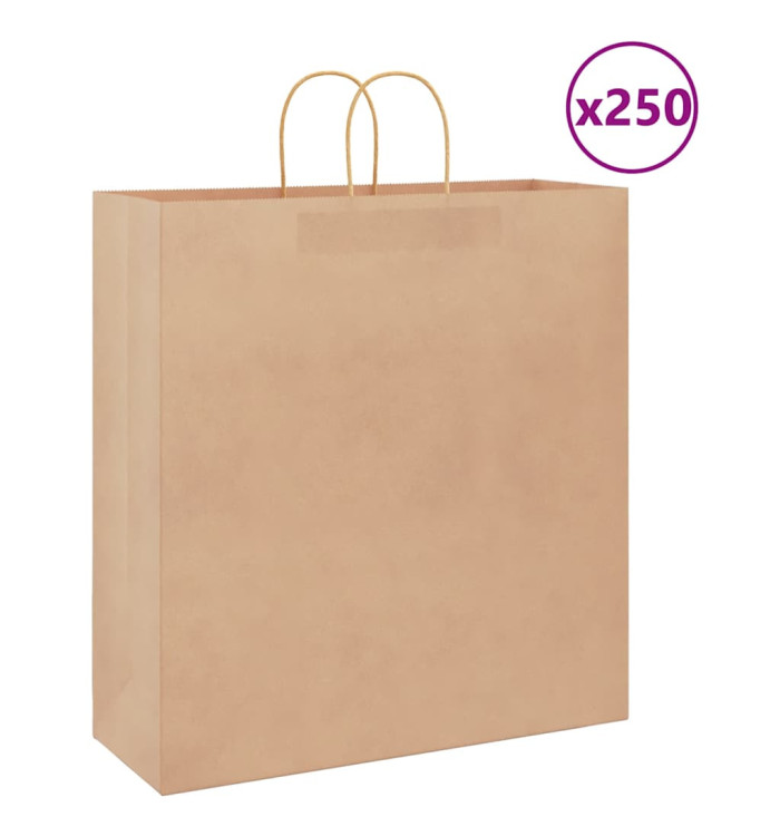 Sacs en papier 250 pcs avec poignées marron 45x17x48 cm | Mobilier & Déco