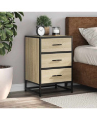 Table de chevet chêne sonoma 40x34,5x60cm bois ingénierie métal | Mobilier & Déco