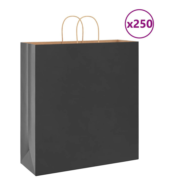 Sacs en papier 250 pcs avec poignées noir 45x17x48 cm | Mobilier & Déco