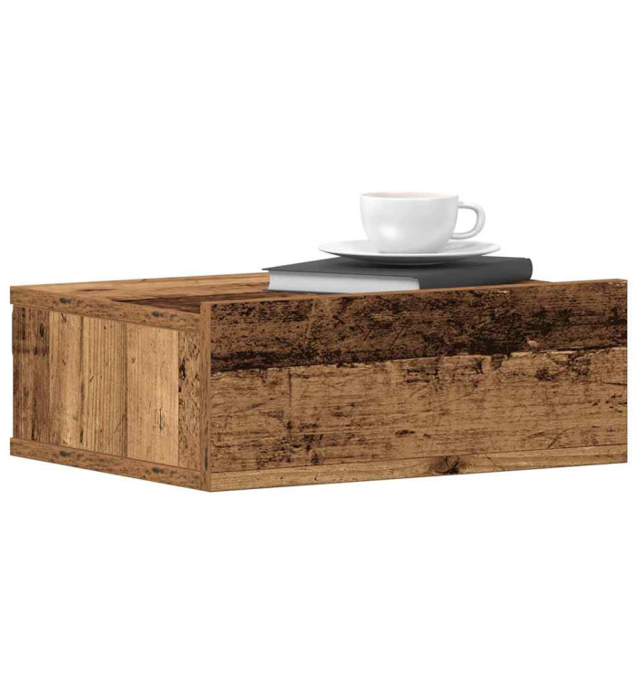 Tables de chevet flottantes 2 pcs vieux bois bois d'ingénierie | Mobilier & Déco