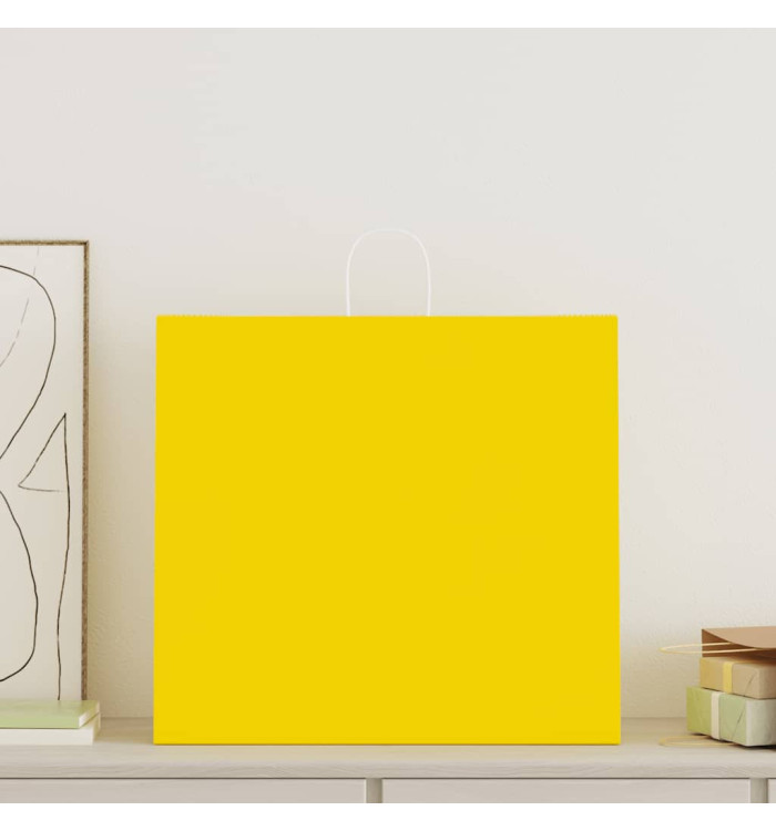 Sacs en papier 50 pcs avec poignées jaune 54x15x49 cm | Mobilier & Déco