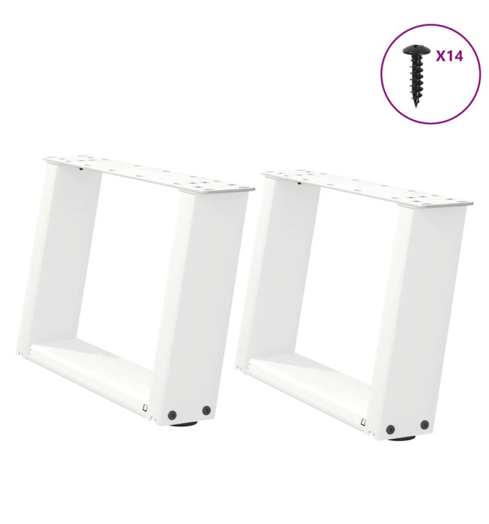 Pieds de table basse en U, 2 pièces, blanc, 50 x (30-31) cm, acier | Mobilier & Déco