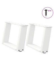Pieds de table basse en U, 2 pièces, blanc, 50 x (30-31) cm, acier | Mobilier & Déco