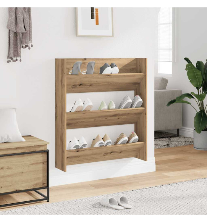 Armoire à chaussures murale chêne artisanal bois d'ingénierie | Mobilier & Déco