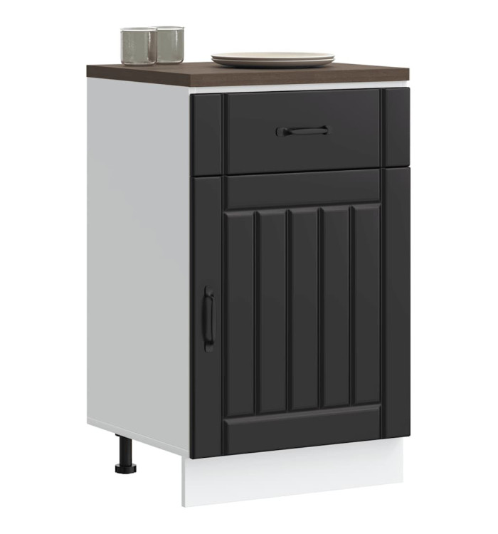 Armoire de cuisine Lucca noir bois d'ingénierie | Mobilier & Déco