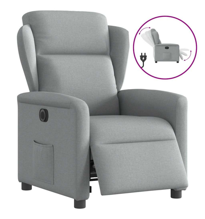 Fauteuil inclinable électrique Gris clair Tissu | Mobilier & Déco