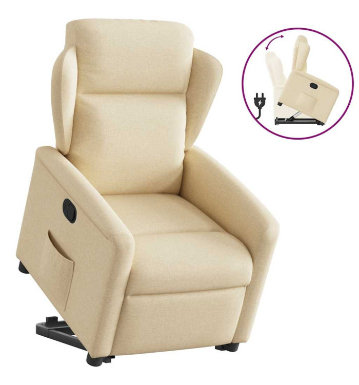 Fauteuil inclinable Crème Tissu | Mobilier & Déco