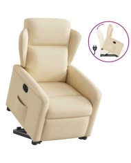 Fauteuil inclinable Crème Tissu | Mobilier & Déco
