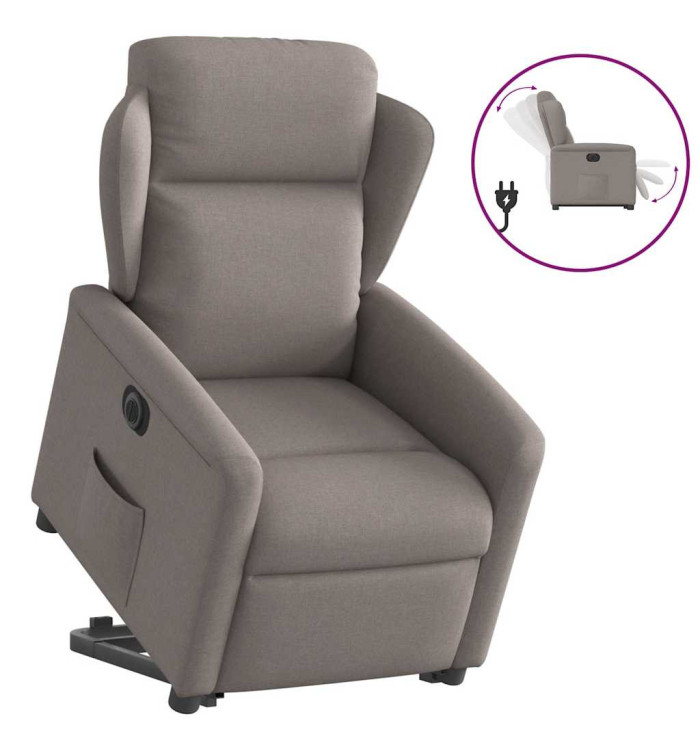 Fauteuil inclinable électrique taupe tissu | Mobilier & Déco