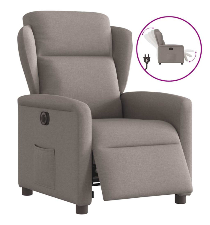 Fauteuil inclinable électrique Taupe Tissu | Mobilier & Déco