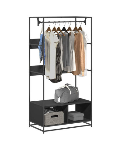 Armoire noir 90x50x180 cm bois d’ingénierie | Mobilier & Déco