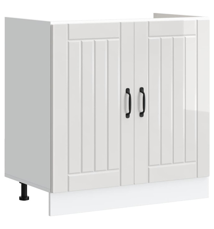 Meuble de base de lavabo Lucca blanc brillant bois ingénierie | Mobilier & Déco