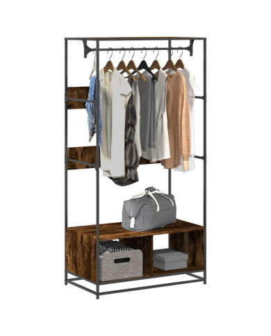 Armoire chêne fumé 90x50x180 cm bois d'ingénierie | Mobilier & Déco