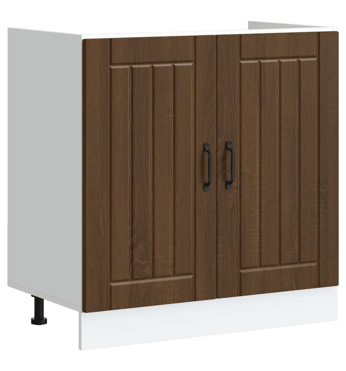Meuble de base de lavabo Lucca chêne marron bois d'ingénierie | Mobilier & Déco